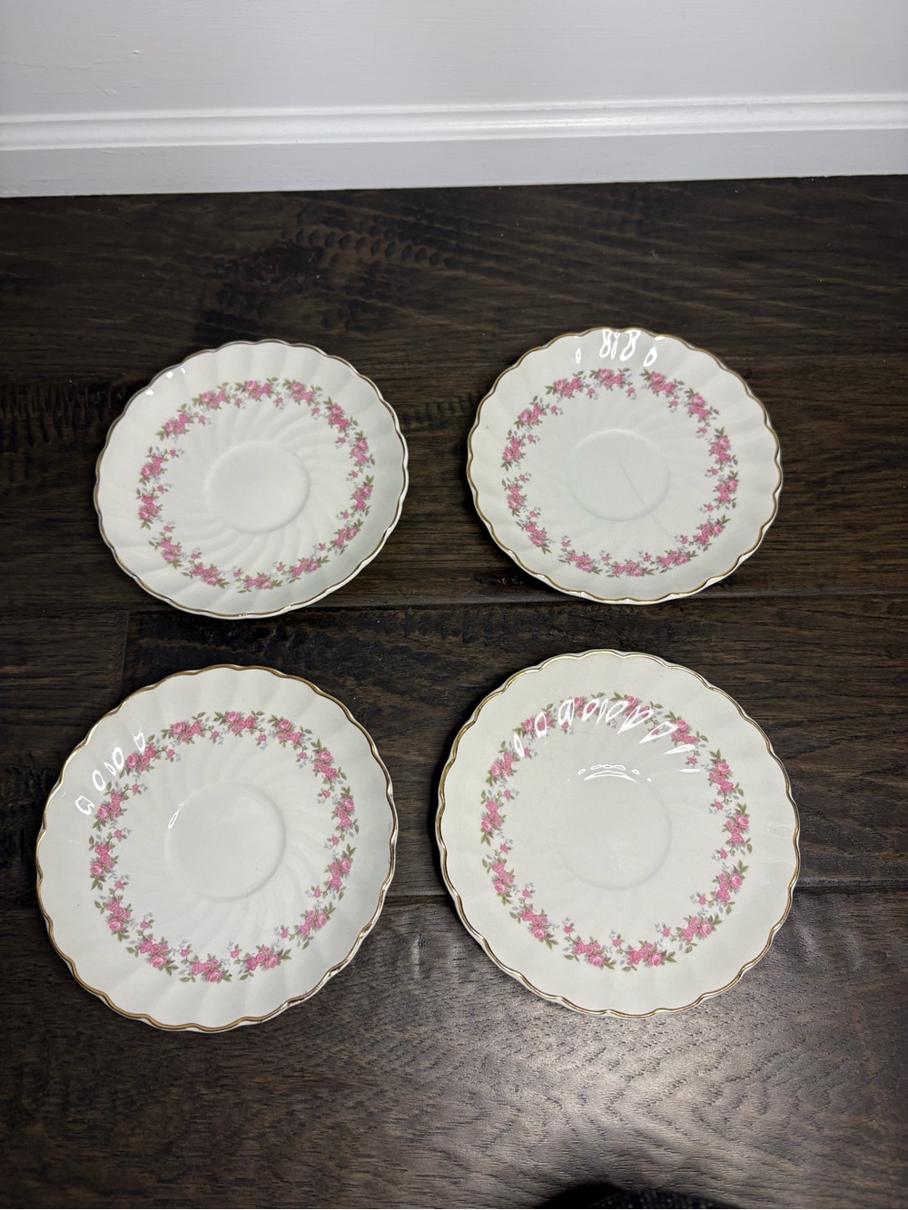 Vintage Myott Pink Petite Saucer Plates Set of 4 Made in England Collectables